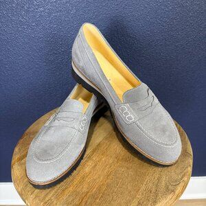 Girotti Women's Penny Loafers, Gray Suede, Size 41 (9.5)